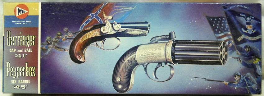 Pyro 1/1 Derringer Cap and Ball 41  and Pepperbox Six Barrel 45 Pistols, C224-150 plastic model kit